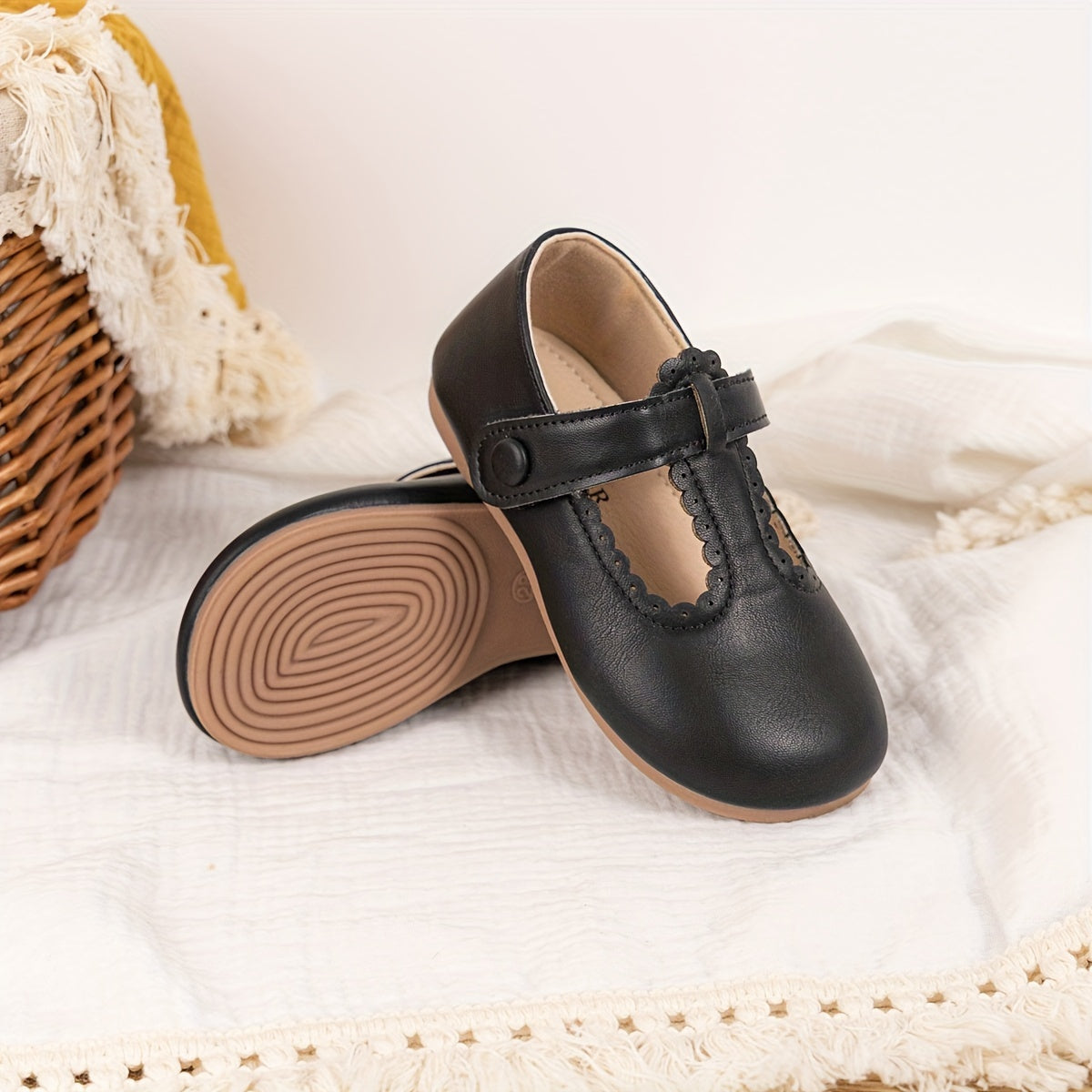 Zapatos Mary Jane para niñas, casuales, antideslizantes, para todas las estaciones, con punta redonda y adorno de picos