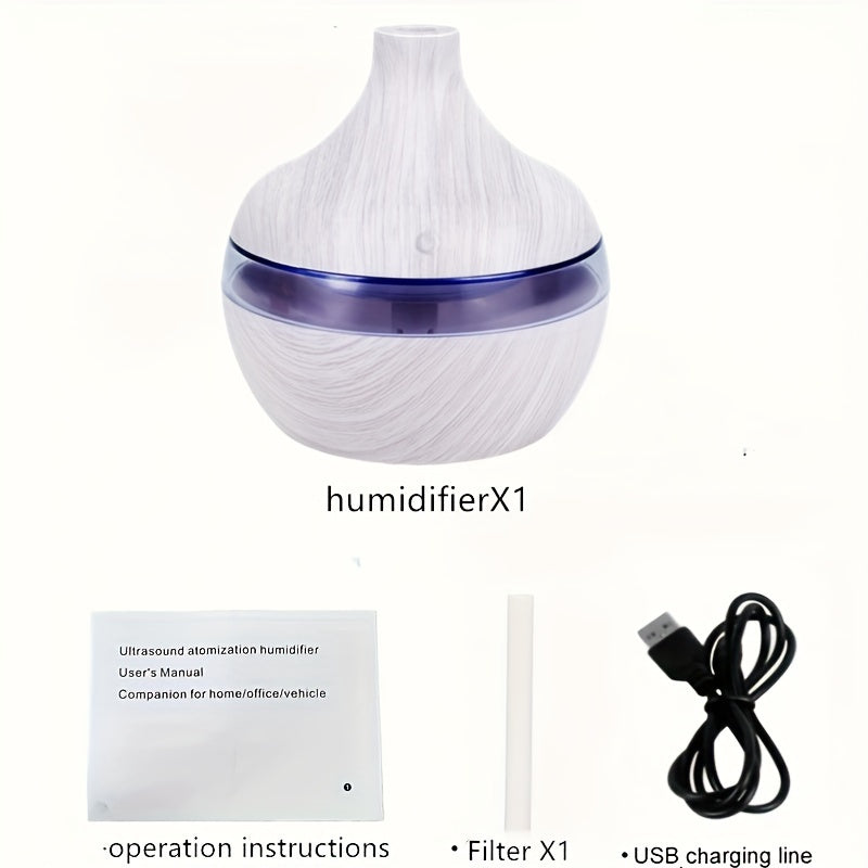 White Wood Grain Humidifier for Home or Office Aromatherapy