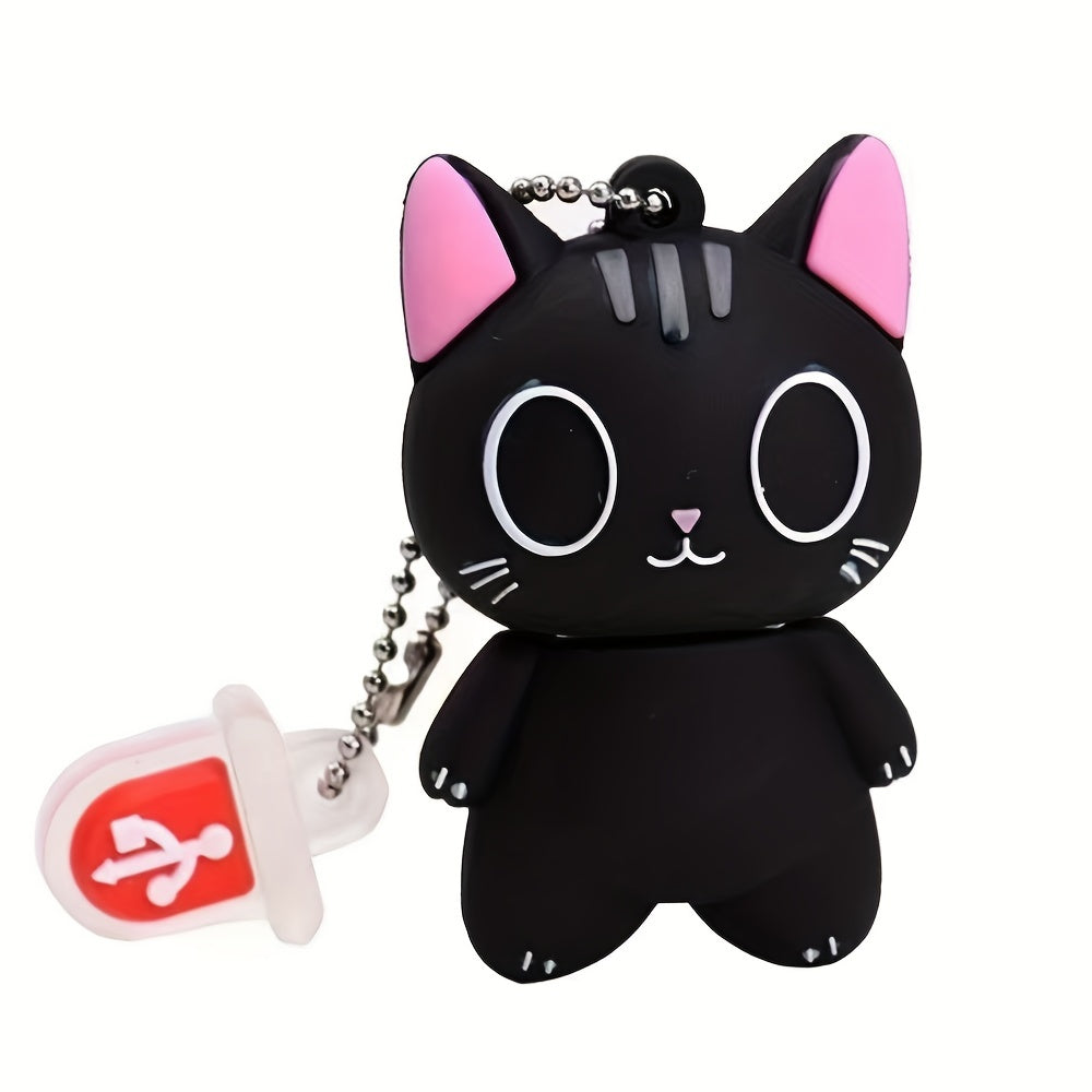 Cute Cat USB Flash Drive 128GB Silicone Portable Data Storage Device