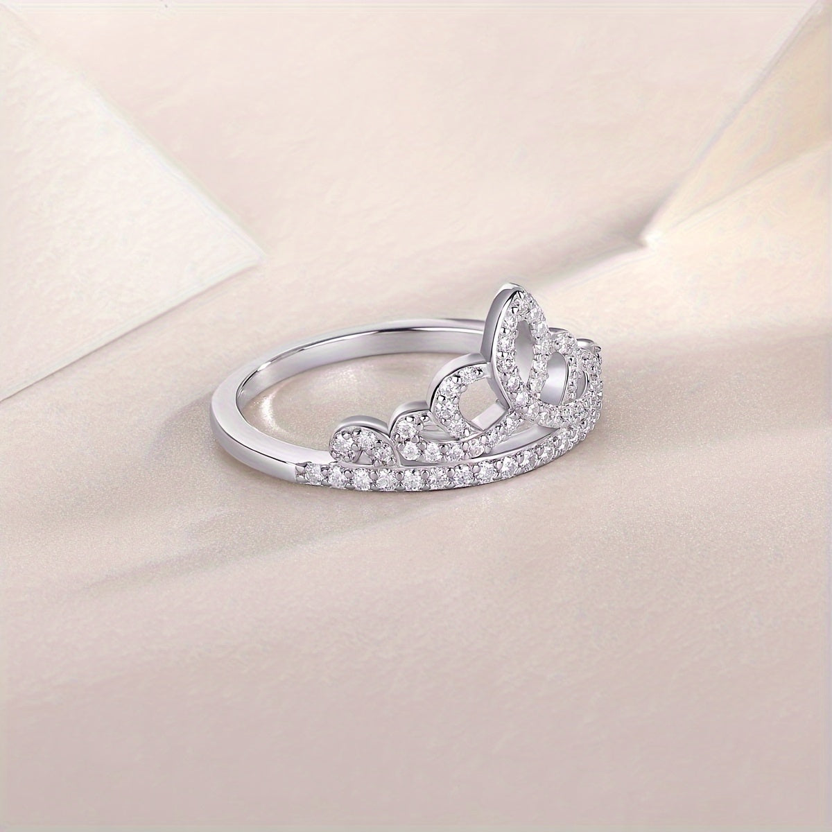 Sterling Silver Moissanite Crown Ring for Engagement Wedding Anniversary