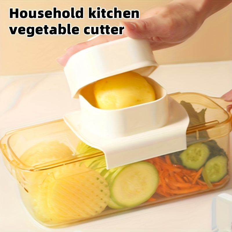 PP materialidan tayyorlangan ko‘p funksiyali maydalangan kartoshka va sabzavotlar kesgichi, batareyasiz va oziq-ovqat bilan aloqa qilish uchun xavfsiz. Qizil murchni kesish uchun ideal.