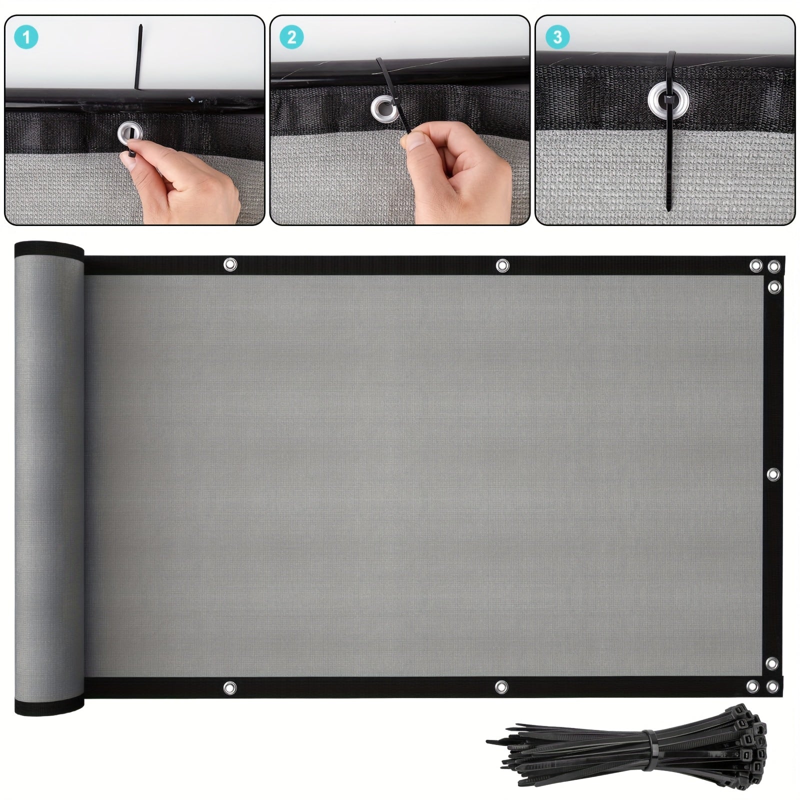 Balcony Privacy Screen Fence UV Protection Grey 81-90% Shading