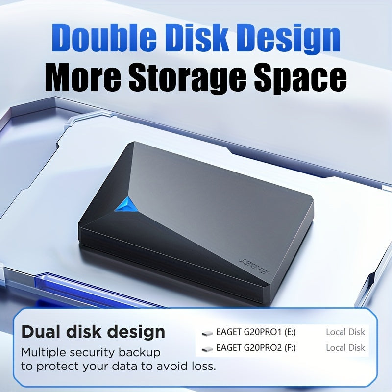 1TB External Portable Hard Drive USB 3.0 Dual Disk Storage Device