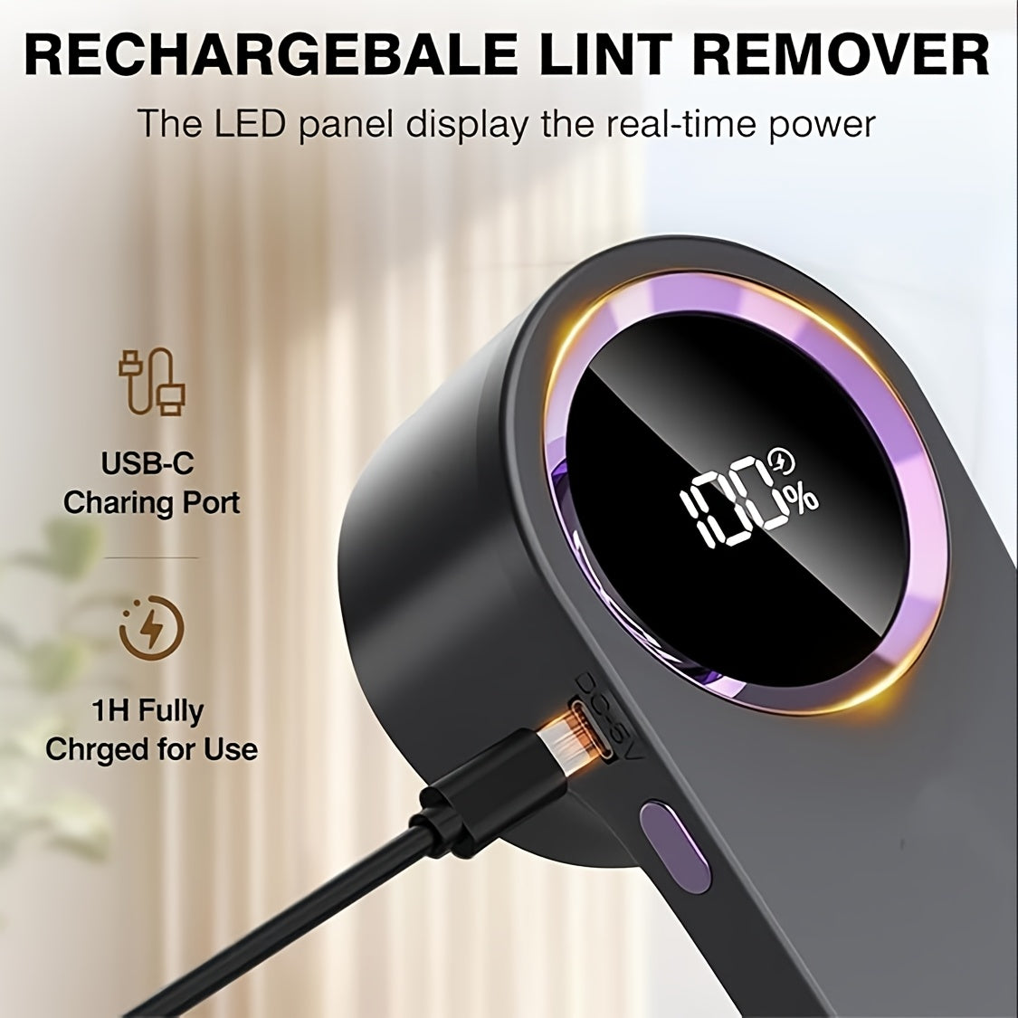 USB Rechargeable Portable Lint Remover for Clothes Sofas and Carpets