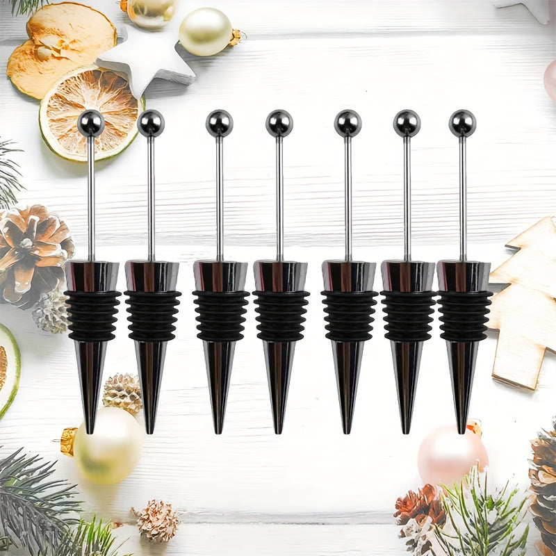 Juego de 7/14/28 tapones de vino de acero inoxidable para la conservación de vino tinto y champán