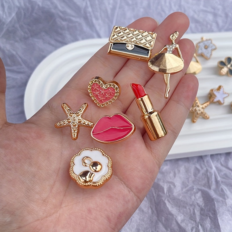 Women's Shoe Accessories Set with Heart Leaf Designs for Sandals and Slippers