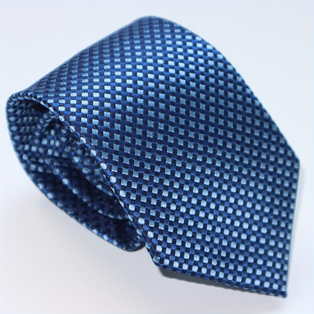 Men's Checkered Jacquard Neck Tie 3.15 Inch Multicolor Business Casual Gift