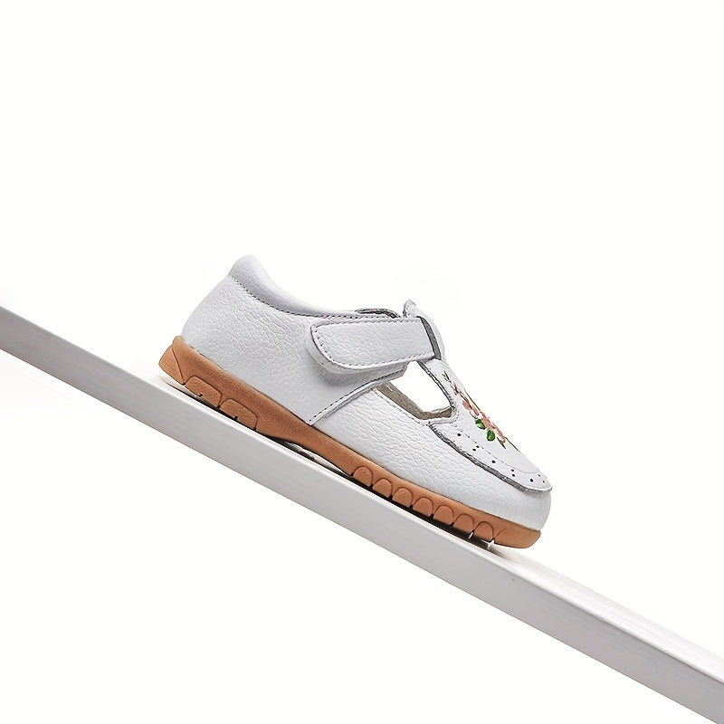 Toddler Girls Flower T-Strap Sandals Lightweight Anti-Skid Mary Jane Flats