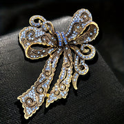 Rhinestone Bow Brooch Pin Vintage-Inspired Jewelry for Dresses Coats Bags