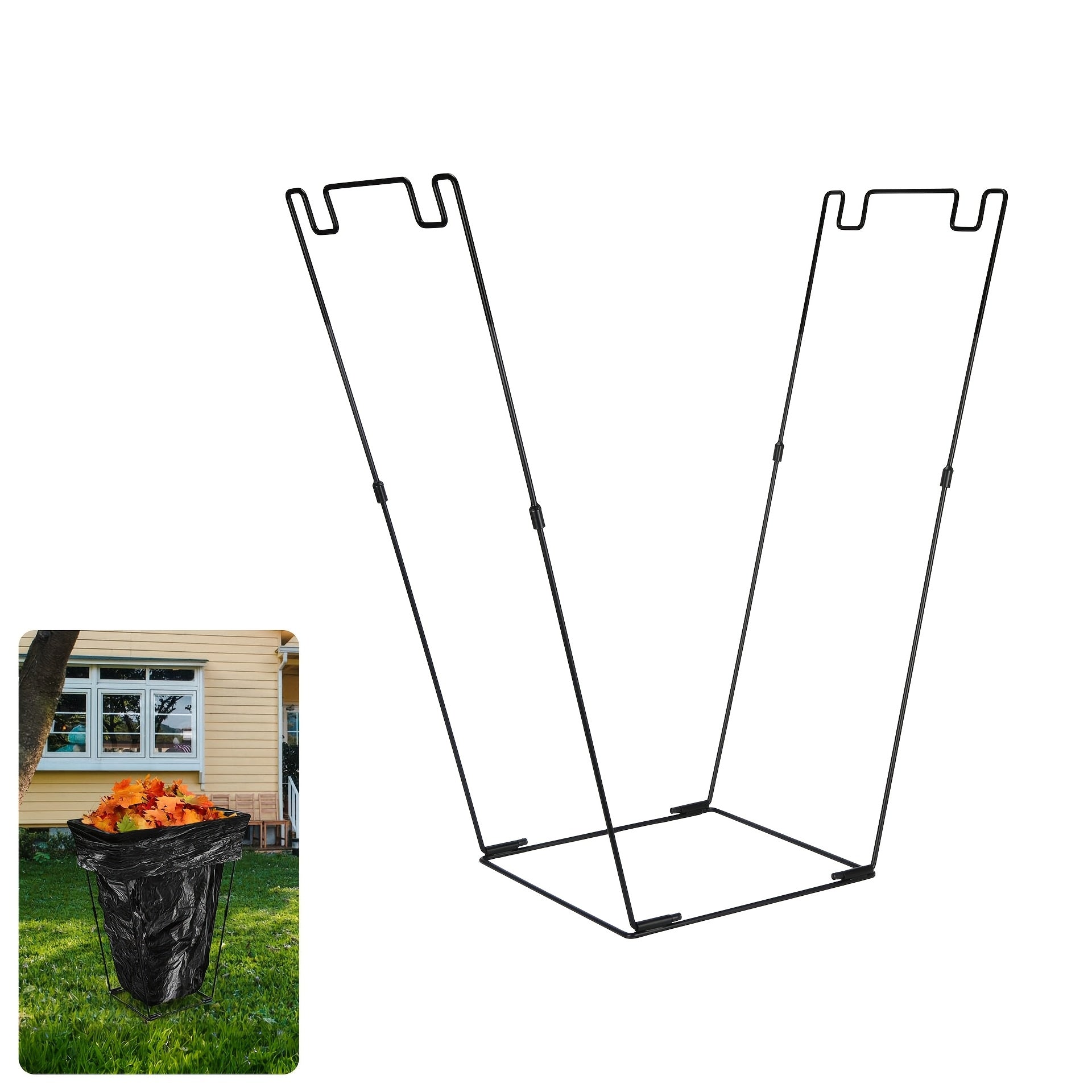 Mustahkam Metall Bog‘ Trash Bag Rack, 113.56-170.34 L tutadi - Barg to‘plash va Ochiq havoda faoliyatlar uchun ideal. Kamping, Piknik, O‘rim va boshqa ishlar uchun qulay kirish. Axlat sumkalarini qo‘llab-quvvatlaydi, ko‘p funksiyali dizayn.