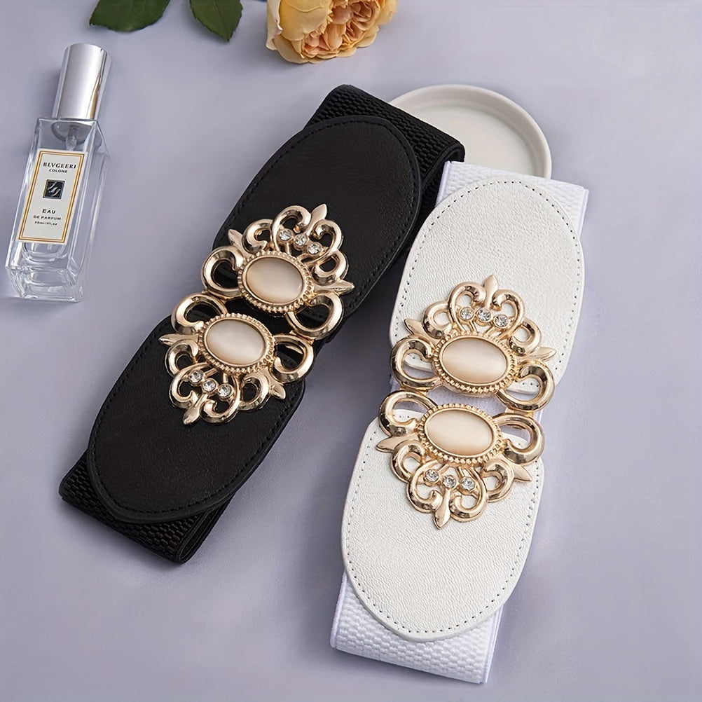 Ayollar uchun elastik keng metall tokchali waspi belbog' kiyingan kiyimlar uchun