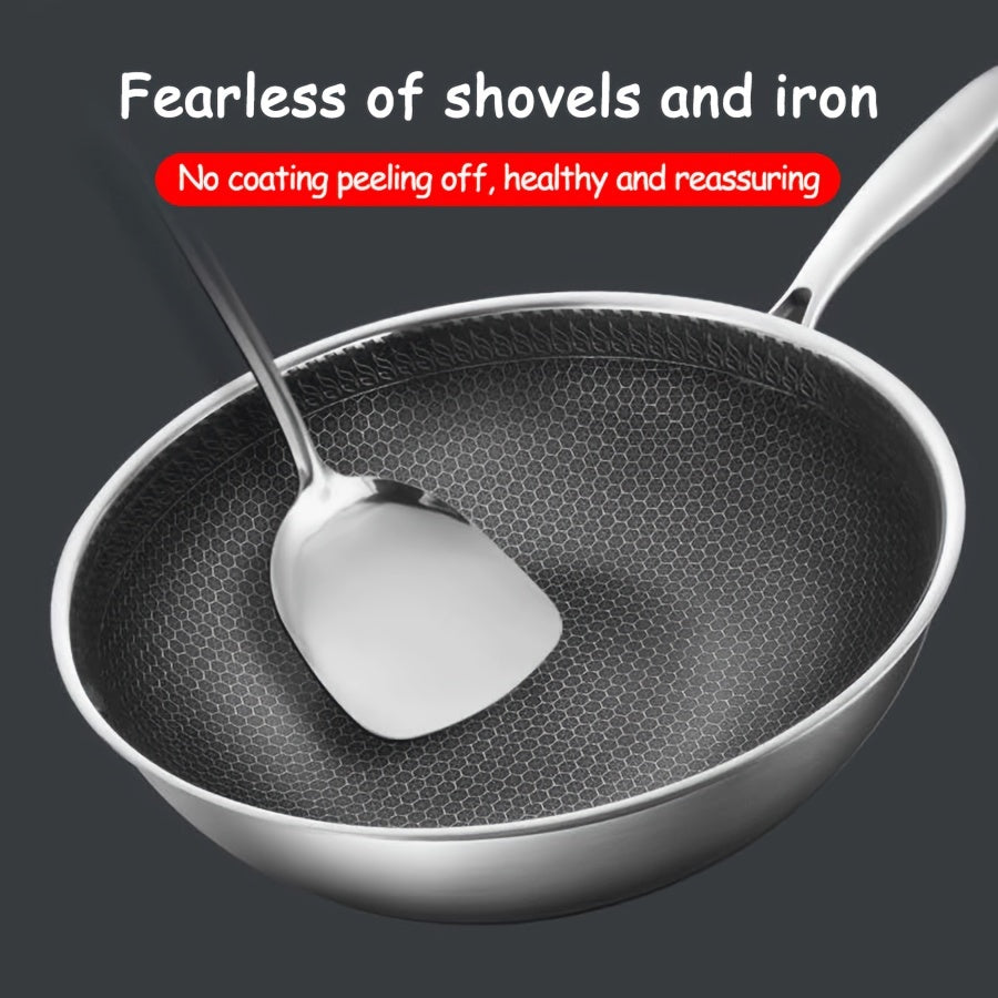 Sartén de acero inoxidable antiadherente de 20cm-28cm con construcción multicapa