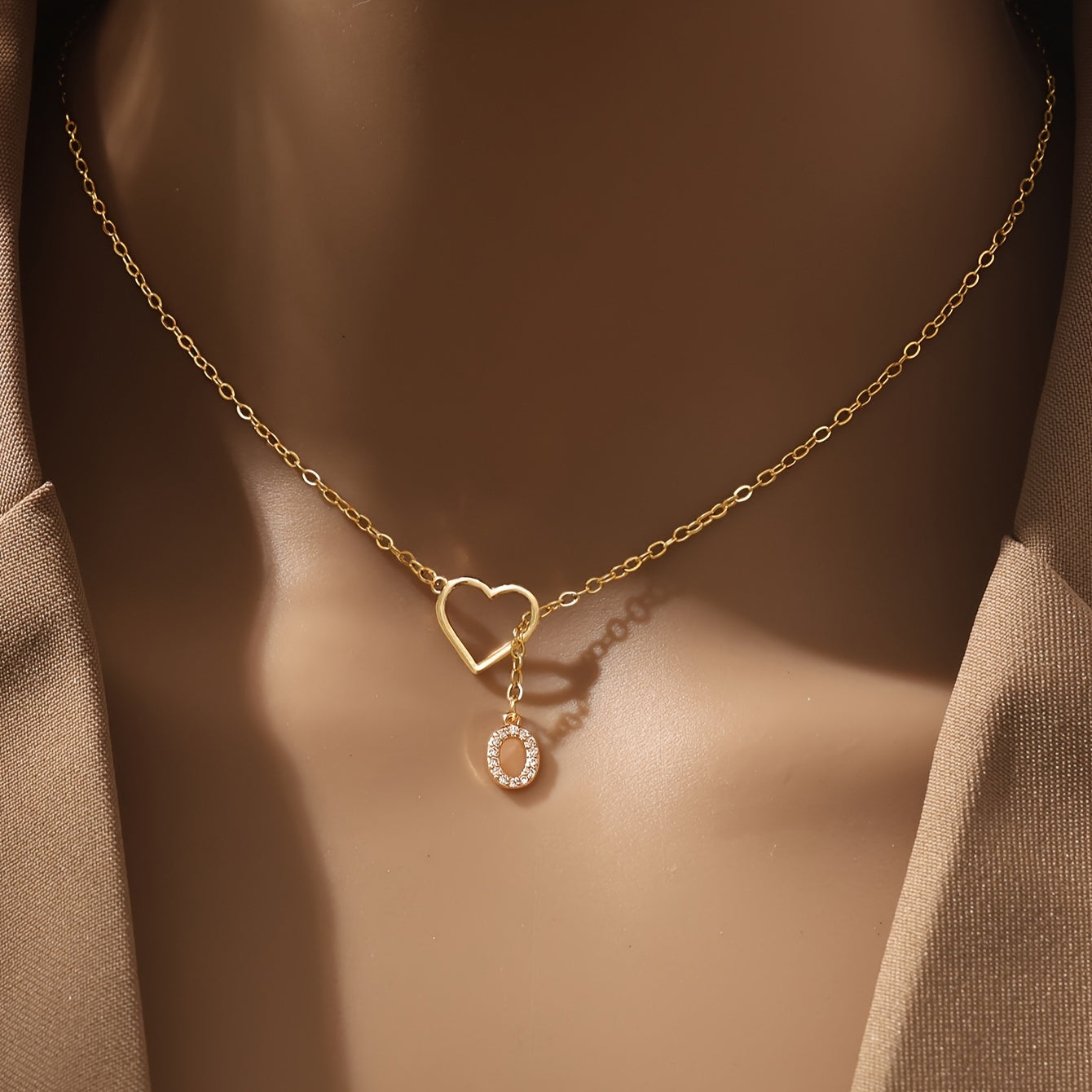 Personalized Letter Pendant Necklace for Women and Teen Girls Zirconia Heart Charm Initials Copper Chain Jewelry