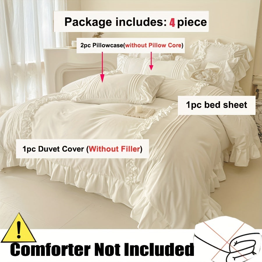 Комплект постельного белья в стиле принцессы с кружевом, 4 предмета, мягкий, дышащий, моющийся в машине