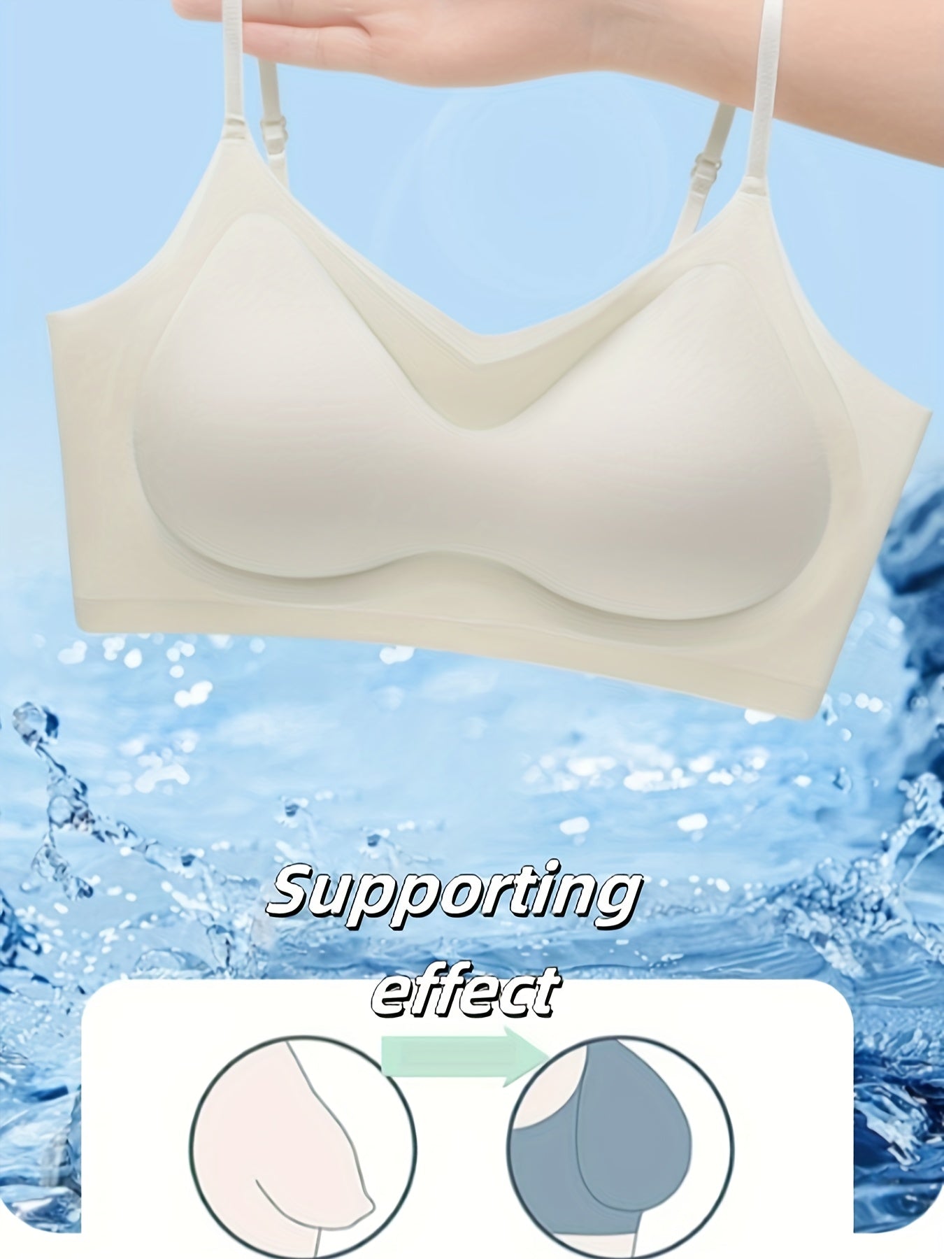Wireless Cami Bra for Women with Push-Up Full Coverage Removable Pads Nylon Elastane