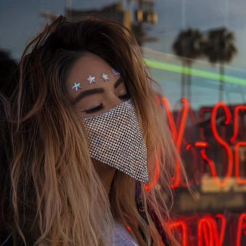 Gold Embellished Face Mask for Stage Performances and Events