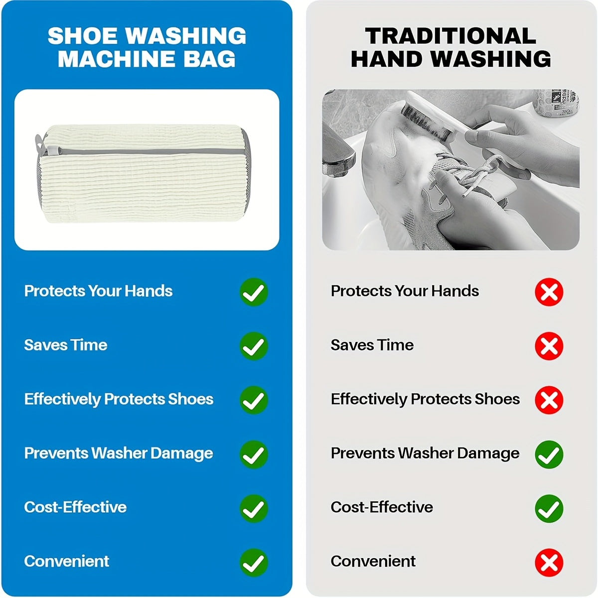 Unisex Laundry Bag Fluffy Fiber Zipper Closure Reusable Washing Shoe Bag