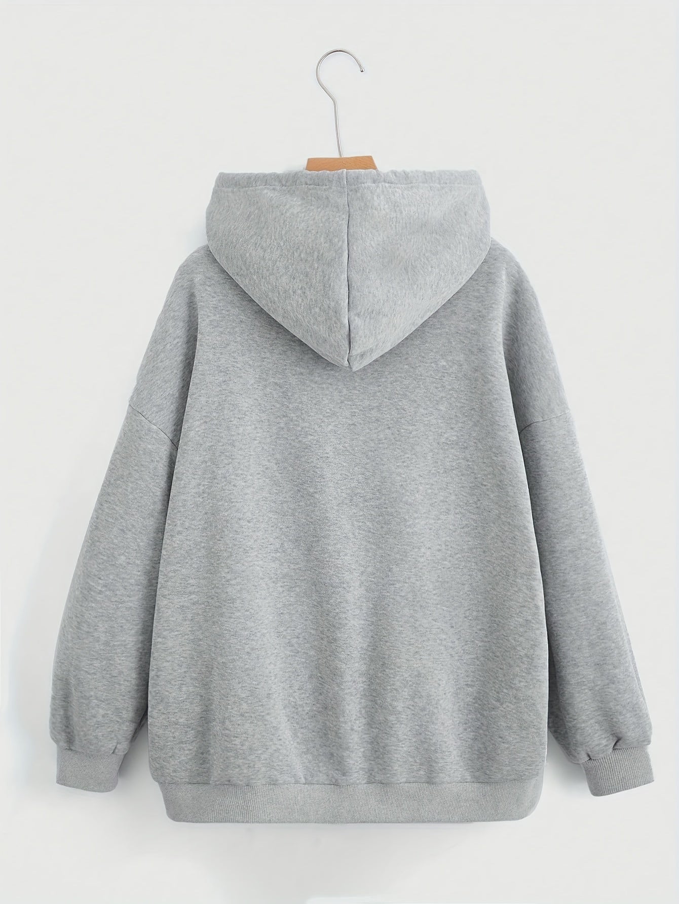 Повседневная толстовка большого размера с длинными рукавами, однотонная, вязаная, из полиэстера, на молнии, с шнурком, осень-зима