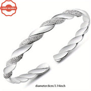 Sterling Silver Twisted Cuff Bracelet for Women Hypoallergenic Adjustable Bangle Jewelry