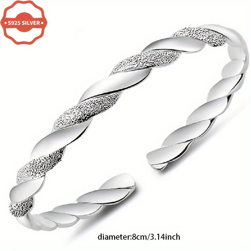 Sterling Silver Twisted Cuff Bracelet for Women Hypoallergenic Adjustable Bangle Jewelry
