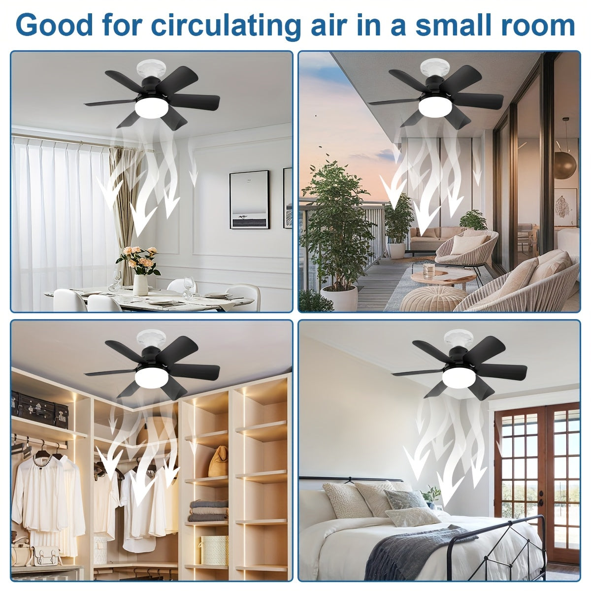 2pcs LED Ceiling Fan Bulb with Remote Control Adjustable Brightness and Speed E26/E27 Compatible for Living Room Bedroom Kitchen