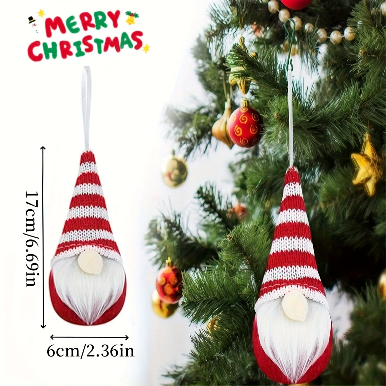 Set of 3 Christmas Gnome Ornaments for Holiday and Seasonal Decoration