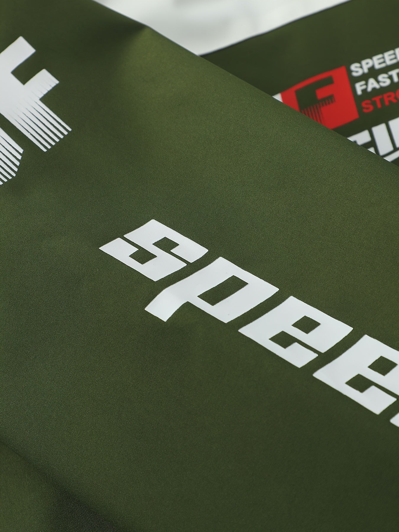 Men's Polyester Bomber Jacket with Zipper Stand Collar Long Sleeves Letter Print Casual