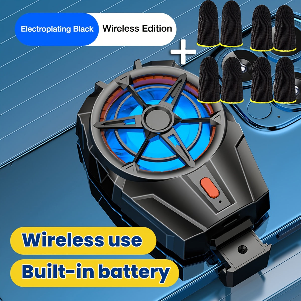 Smartphone Cooling Fan with Rechargeable Lithium-Polymer Battery 3-Speed Adjustable Quiet Operation