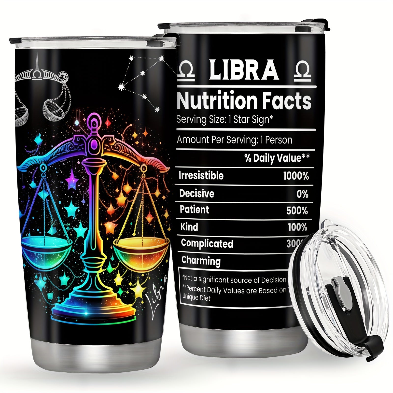 20oz Stainless Steel Zodiac Tumbler with Horoscope Design Leakproof Double Wall Vacuum Insulated Travel Mug for Outdoor Use