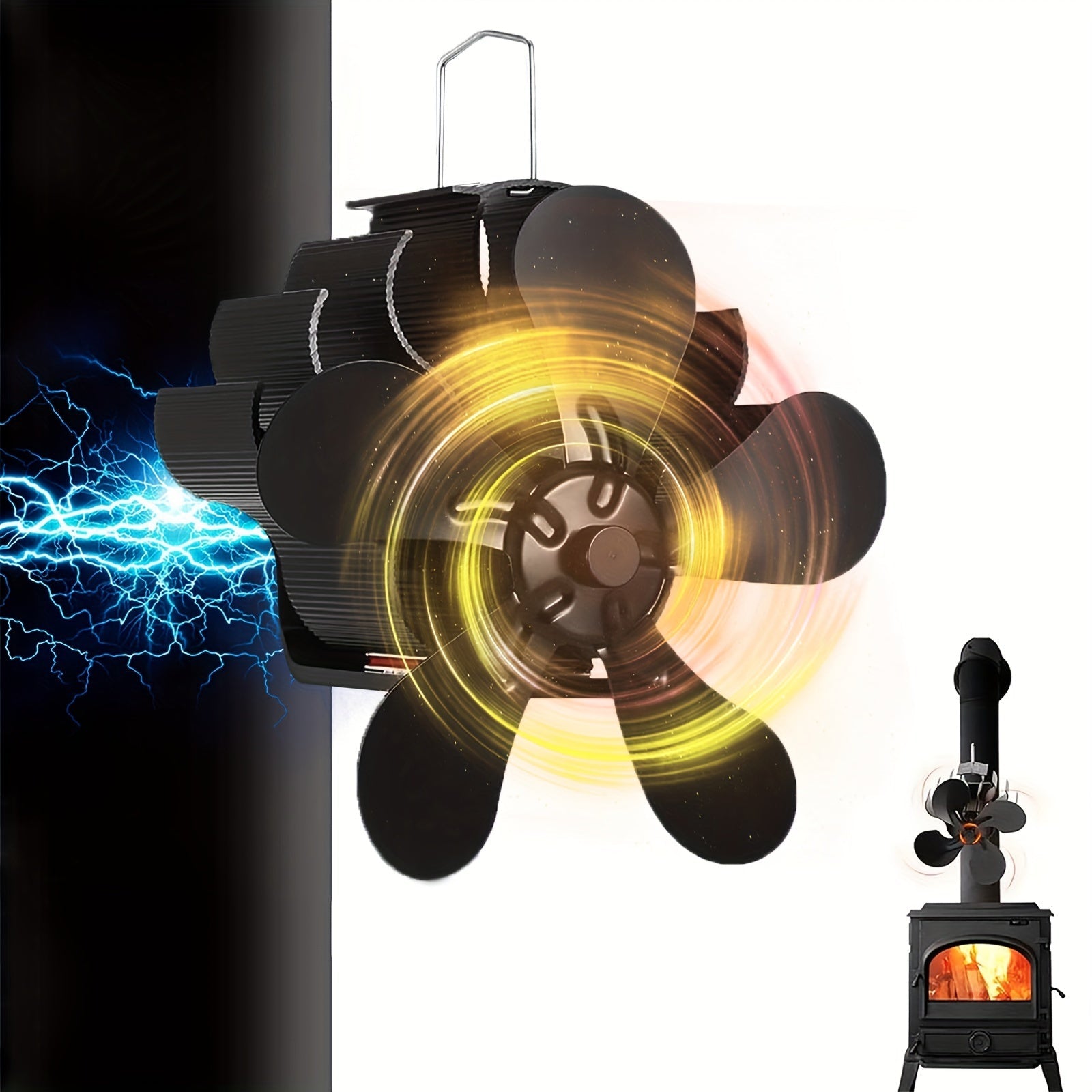 Wood Stove Fan Heat Powered Fireplace Fan Non Electric 5 Blade Fireplace Accessory