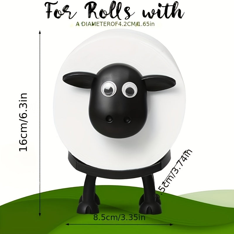 Cute Black 3D Printed Sheep Toilet Paper Holder Freestanding Bathroom Storage