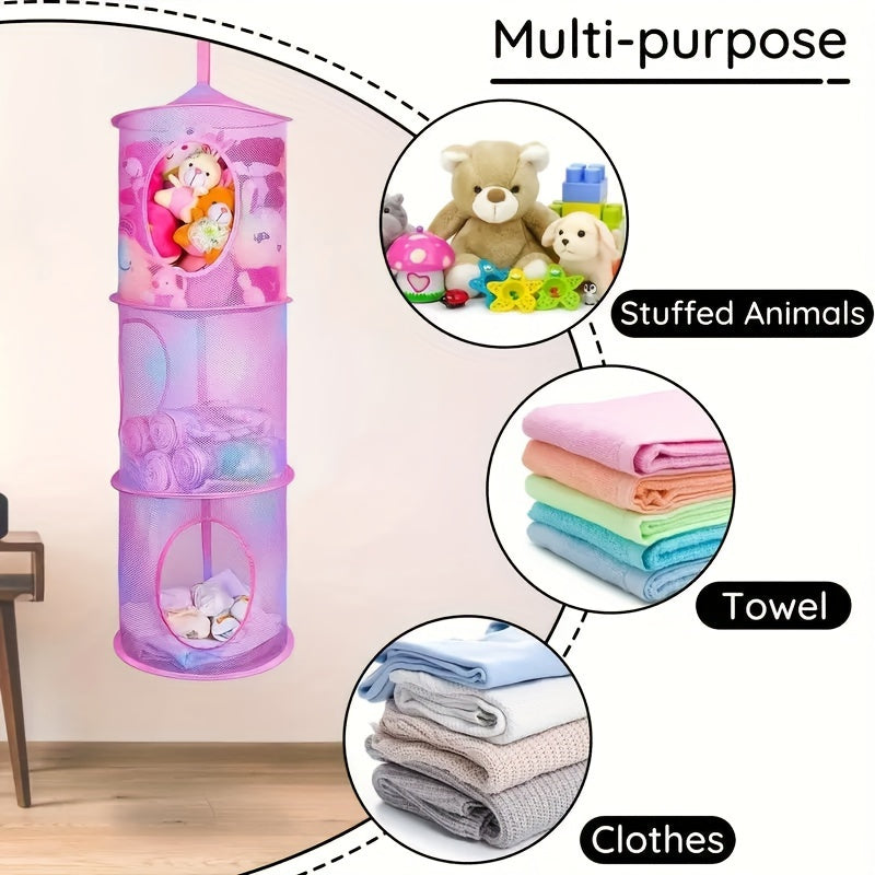 Foldable Storage Organizer 3-Tier Space-Saving Polyester for Toys Clothes Socks