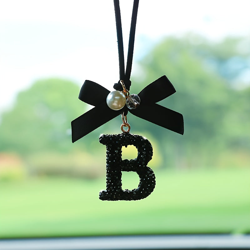 Декоративный кристальный алфавит вешалка с бантом и искусственной жемчужиной