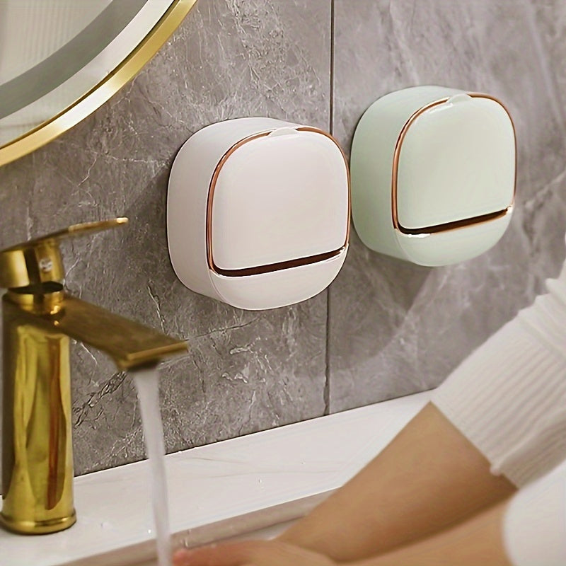 Wall-Mounted Soap Dispenser No-Drill Drainage Plastic Rectangle Green White or Rose Gold Bathroom Kitchen Sink Storage
