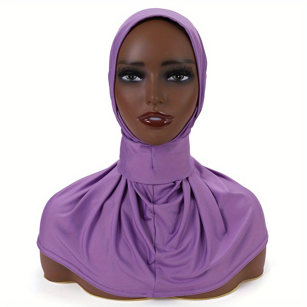 Solid Color Hijab for Women with Elastic Back and Snap Closure