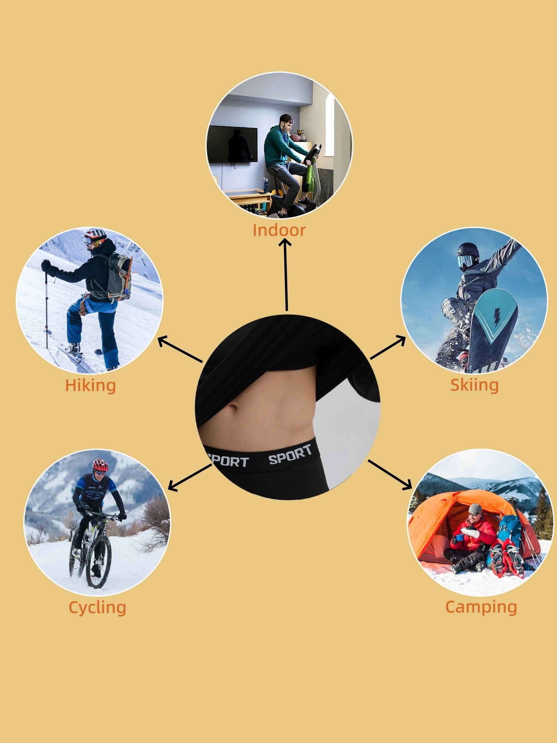 Men's Compression Pants Fleece-Lined Warm Skinny Fit for Autumn Winter Outdoor Activities