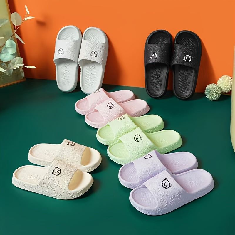 Women's Cartoon Bear Pillow Slides Lightweight EVA Non-slip Beach Slides