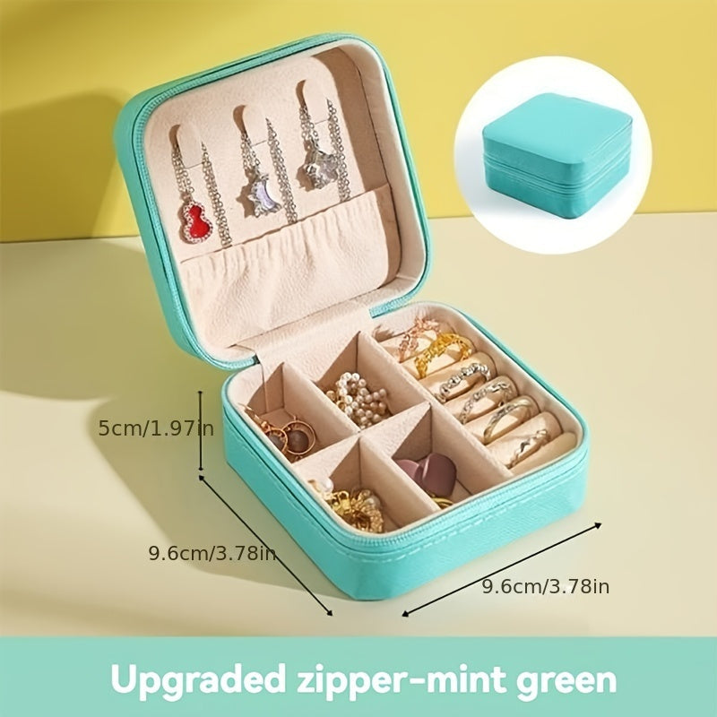 Mini Faux Leather Jewelry Organizer with Drawer for Earrings Necklaces Rings and Bracelets