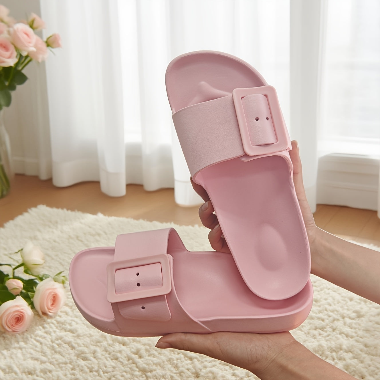 Women's Slip-On Slide Sandals Non-Slip Cushioned EVA Beach Pool Summer