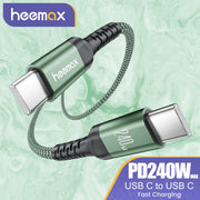 240W Nylon Flat USB-C to USB-C Fast Charging Cable with Matte Finish for iPhone Samsung Xiaomi OnePlus Pixel