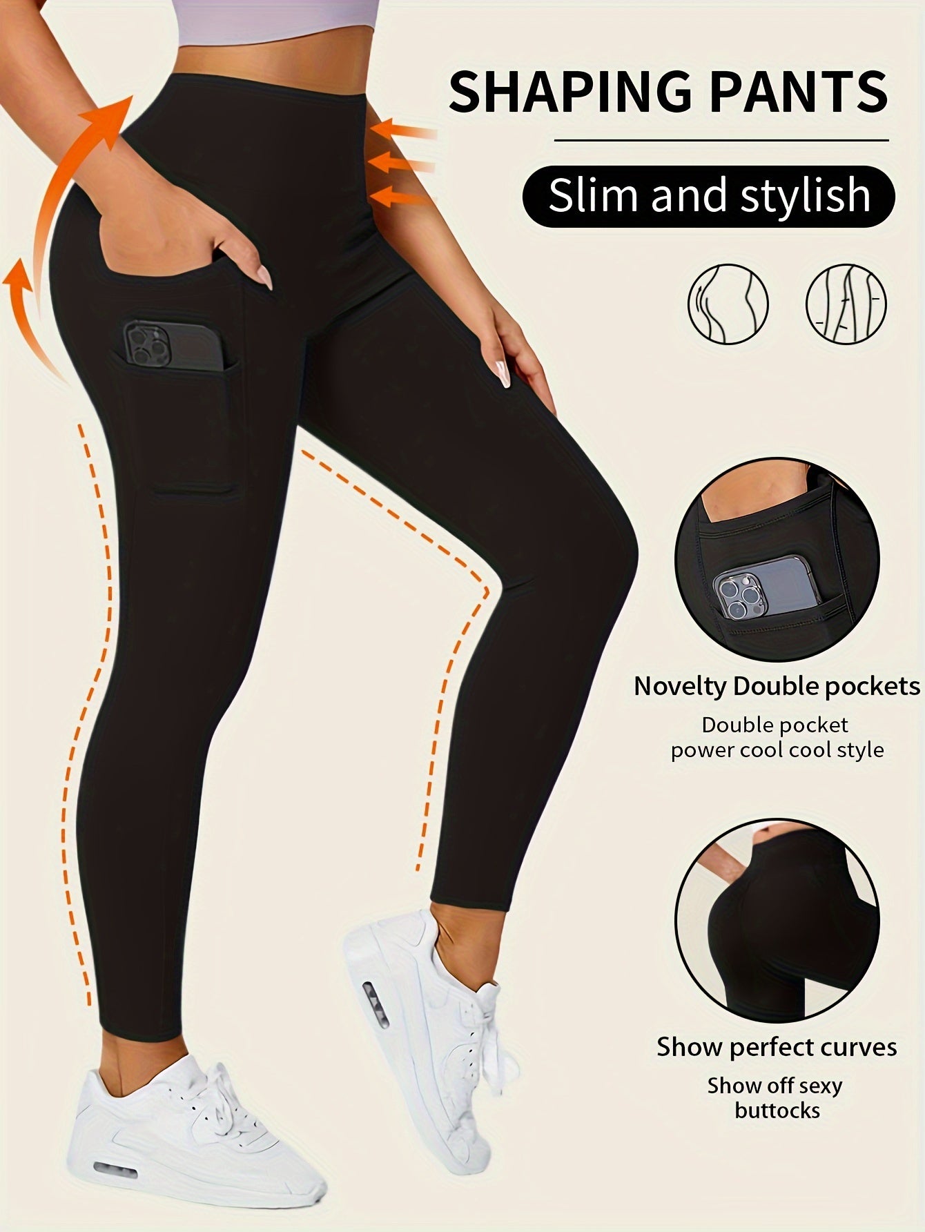 High-Waisted Stretchy Leggings with Pockets for Adults
