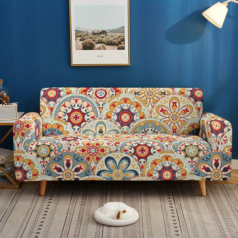 Bohemian Milk Printed Sofa Slipcover for Living Room Bedroom Office Non-Slip