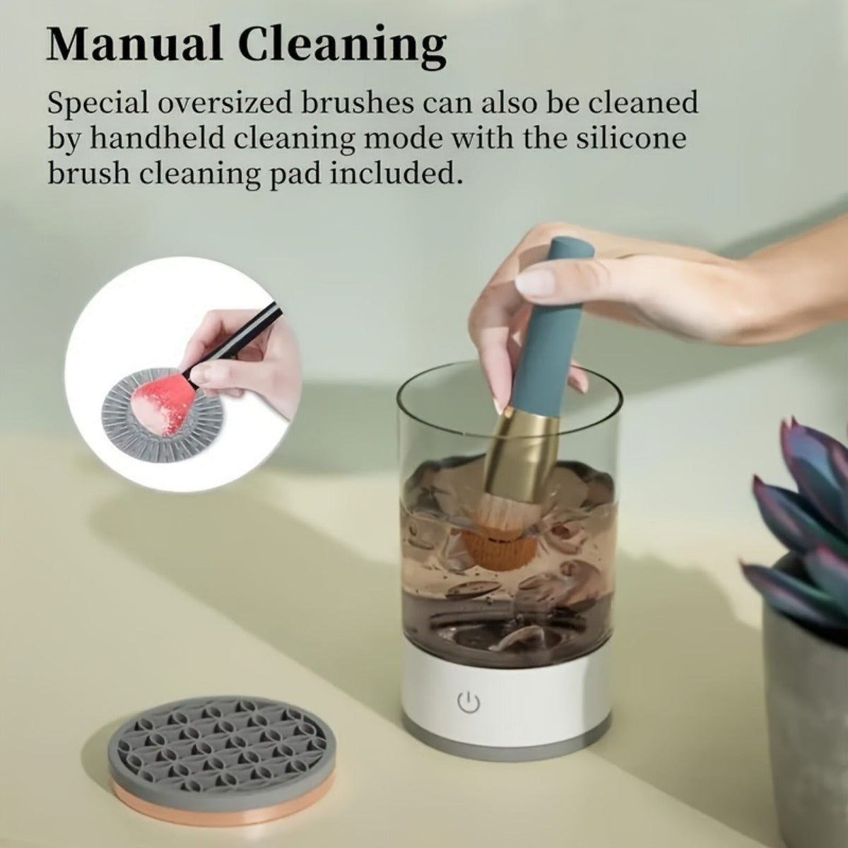 Electric Makeup Brush Cleaner USB Automatic Rotating Washer Dryer Fits All Brush Sizes