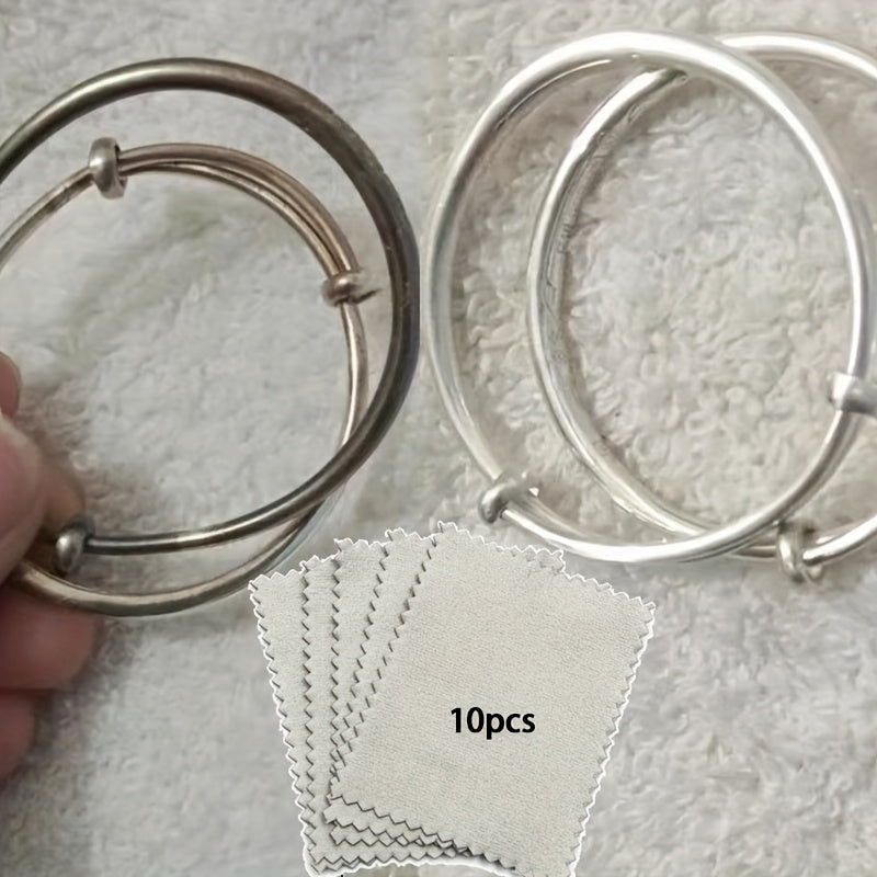 10Pcs Jewelry Polishing Cloth for Silver Necklace Ring Bracelet Cleaning