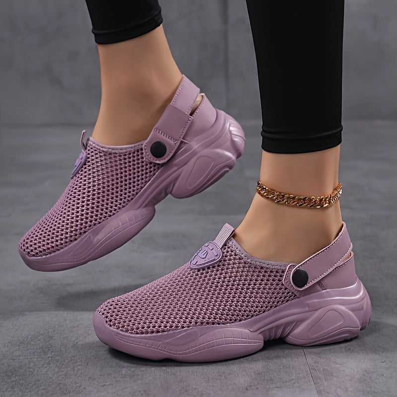 Women's Mesh Casual Sneakers Lightweight Summer Shoes Cushioned Sole Beige White
