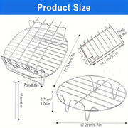 Stainless Steel Air Fryer Accessories Set with Double-Layer Grill Skewers Bread Rack and Steamer
