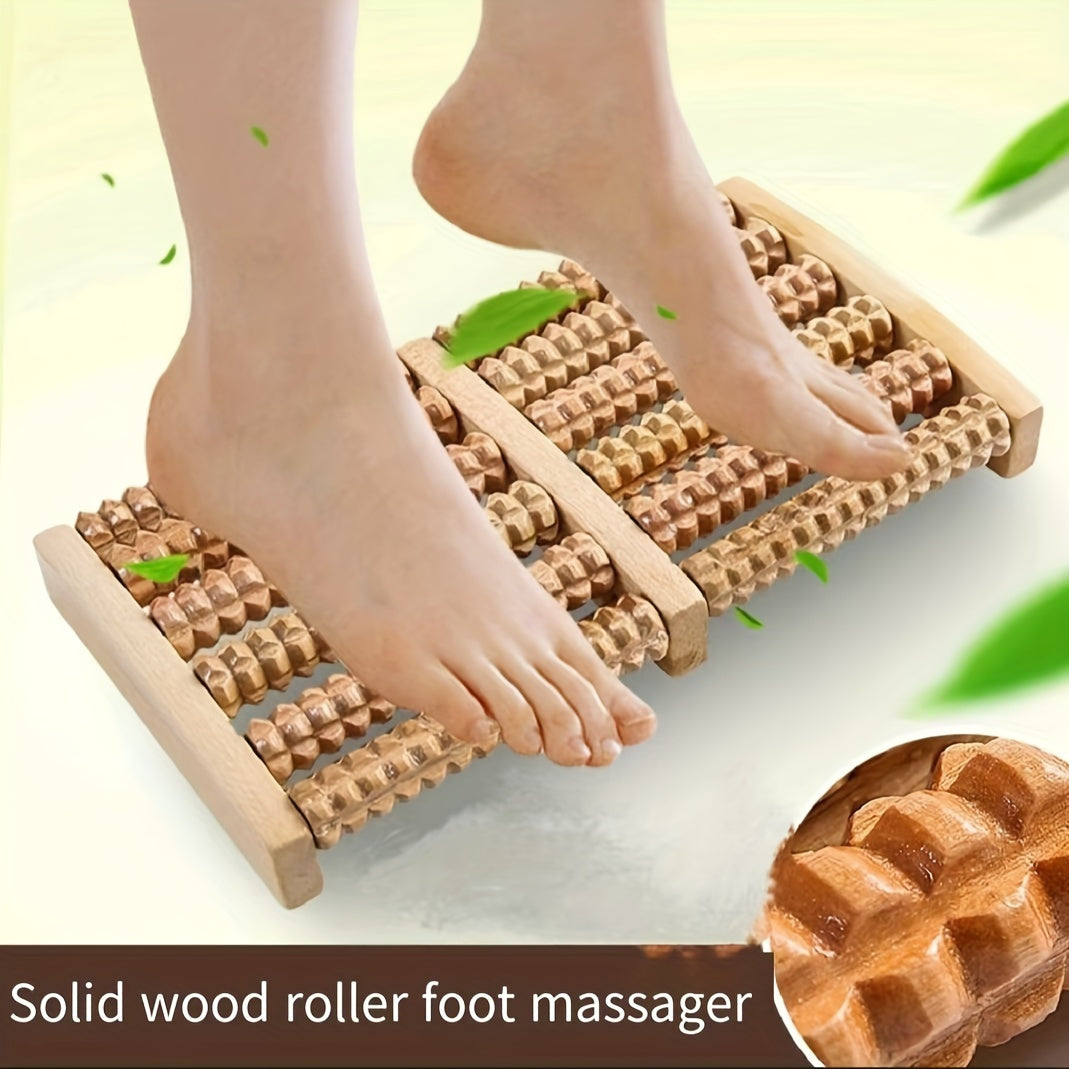 Wooden Dual-Direction Foot Massager for Fatigue Relief and Relaxation