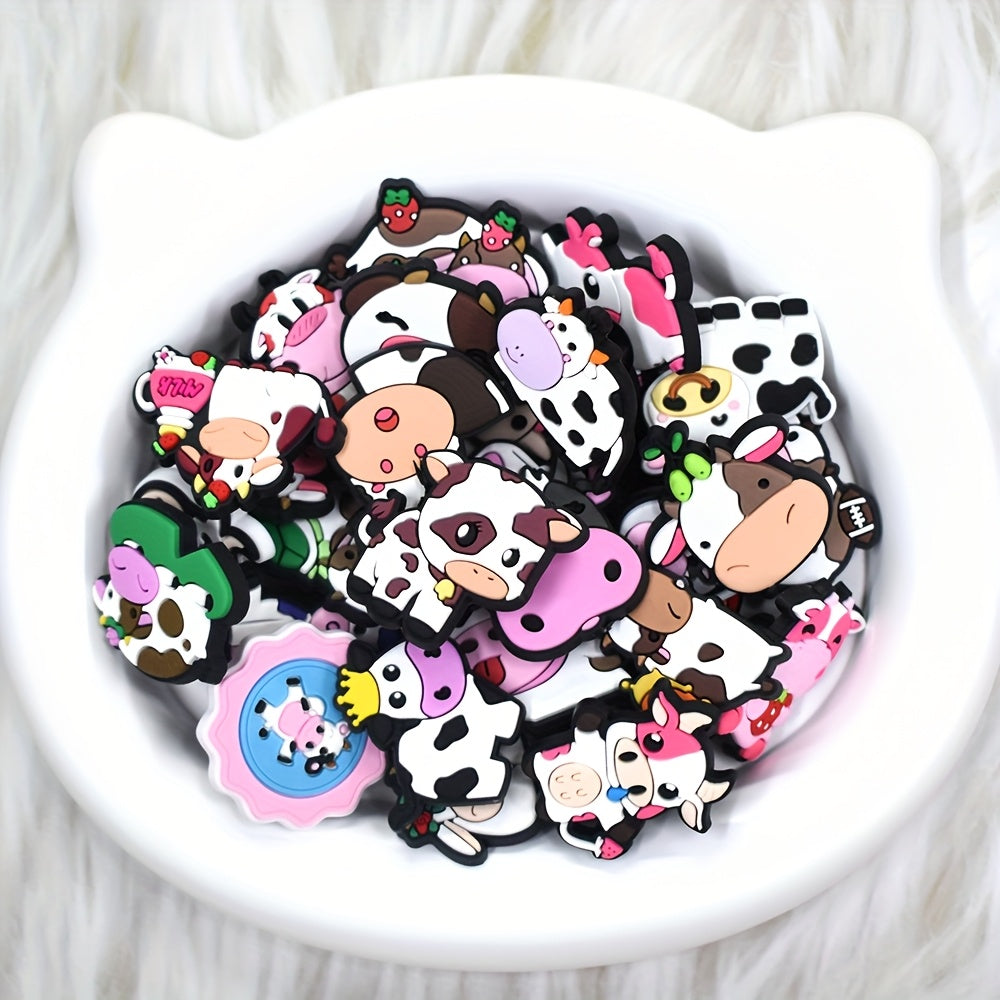 Women's PVC Cow Cattle Shoe Charms 29pcs Pink DIY Accessories Gift