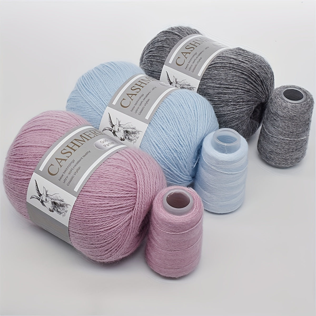 Luxurious Cashmere Yarn Set for Knitting and Crocheting Multicolored 6-Pair Bundle