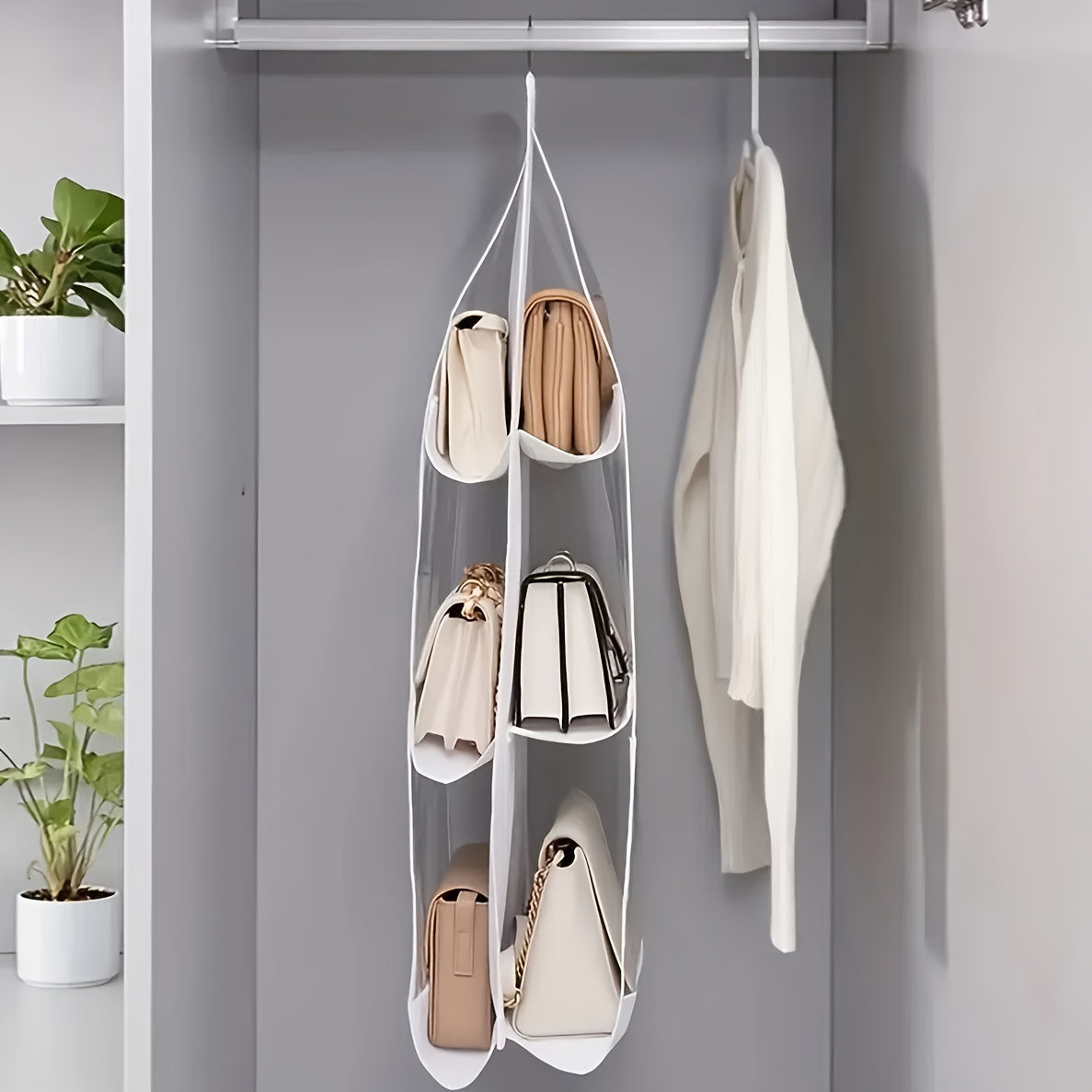 Hanging Organizer for Handbags Purses Multi-Layer Space Saver Closet Storage